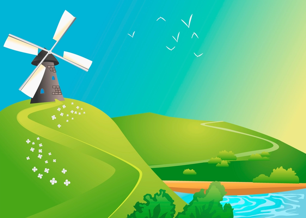 Cartoon landscape background illustration